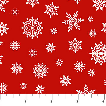 Northcott Letters To Santa 27135 24 Snowflake Red By The Yard