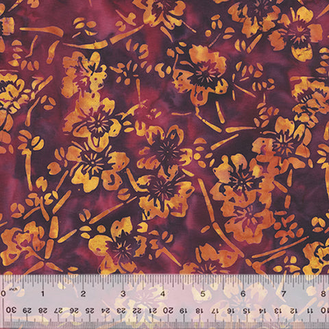 Anthology Batik – Plum Fizz 2747Q X Bamboo Floral Fizz Meterware
