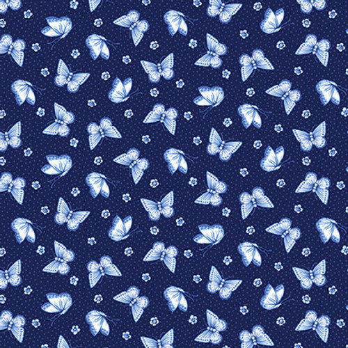 Blank Quilting Annablue 2750 77 Navy Small Butterflies By The Yard