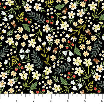 Northcott - Wild Harvest 27515 99 Black Flowers By The Yard