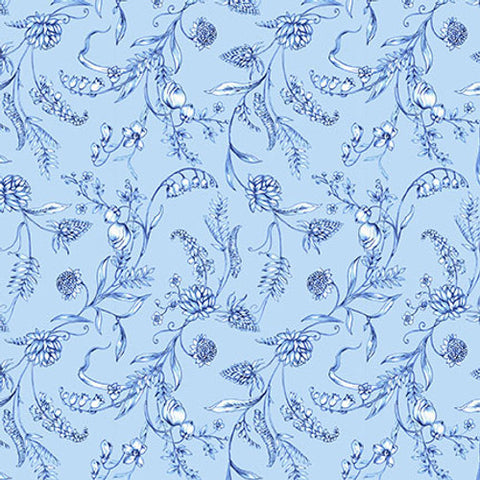 Blank Quilting Annablue 2752 70 Blue Viney Floral By The Yard