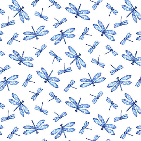 Blank Quilting Annablue 2756 01 White Small Dragonflies By The Yard