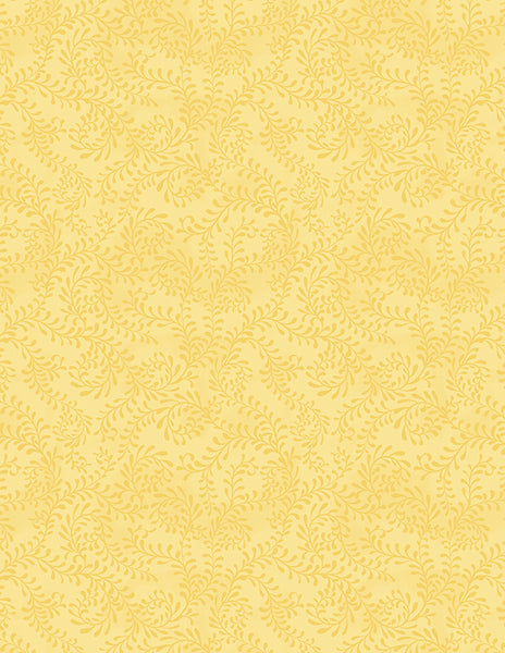 Wilmington Essentials 27650 555 Lemon Yellow Swirling Leaves By The Yard
