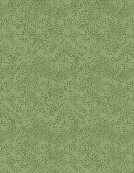 Wilmington Essentials 27650 777 Green Swirling Leaves By The Yard