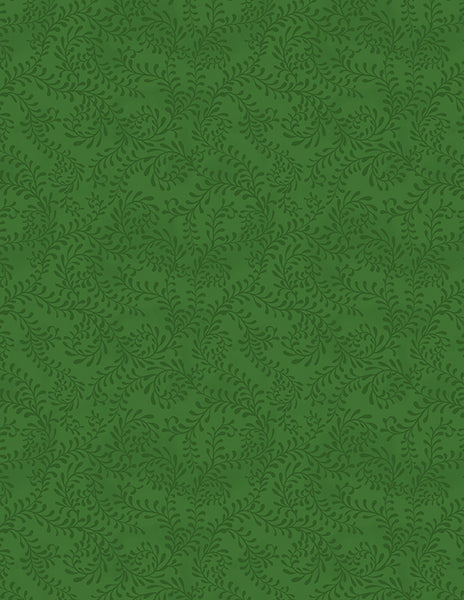 Wilmington Essentials 27650 779 Forest Green Swirling Leaves By The Yard