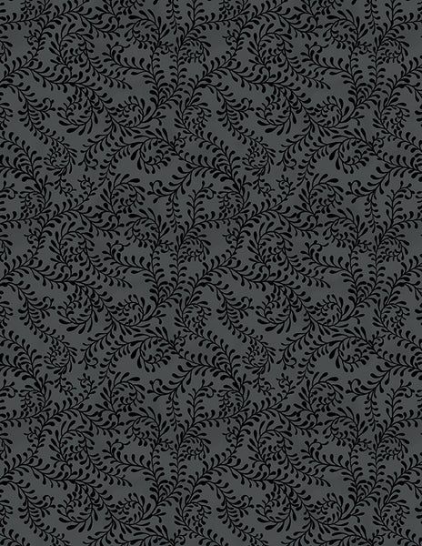 Wilmington Essentials 27650 999 Black Swirling Leaves By The Yard