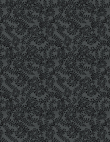 Wilmington Essentials 27650 999 Black Swirling Leaves By The Yard