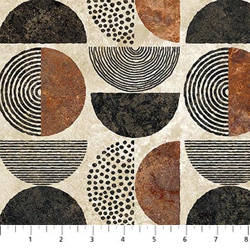 Northcott Stonehenge Retro Vibes 27741 34 Rust Multi Half Moon By The Yard