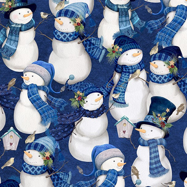 Wilmington Let It Snow - Man! 27753 441 Dark Blue Packed Snowman By The Yard