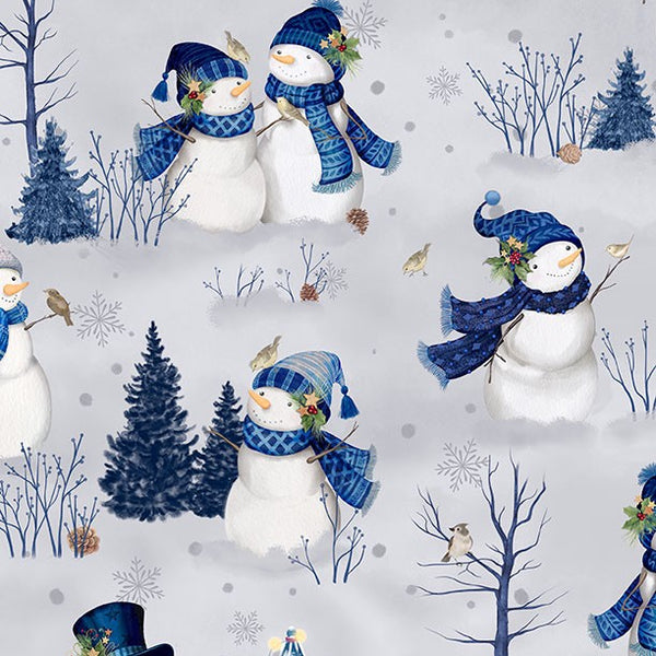 Wilmington Let It Snow - Man! 27754 914 Grey Scenic Snowman By The Yard