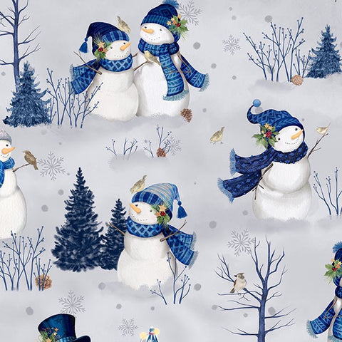 Wilmington Let It Snow - Man! 27754 914 Grey Scenic Snowman By The Yard