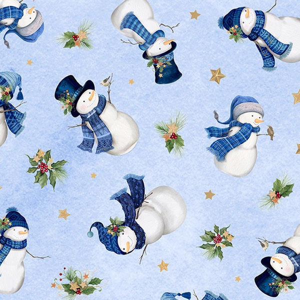 Wilmington Let It Snow - Man! 27755 417 Light Blue Snowman Toss By The Yard
