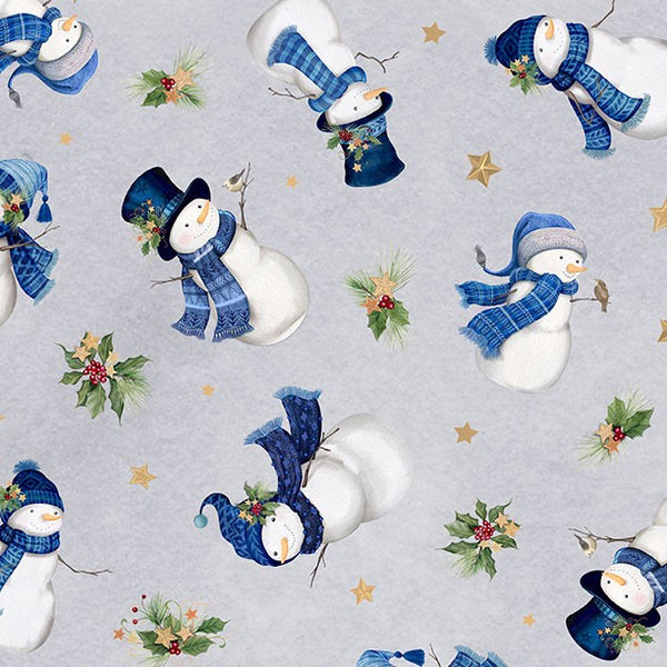 Wilmington Let It Snow - Man! 27755 917 Grey Snowman Toss By The Yard