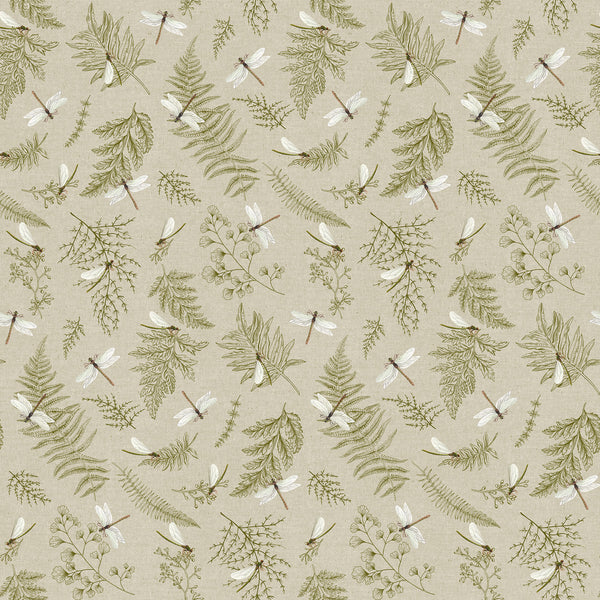 Northcott Natural Elements 27858 12 Taupe/Green Dragonfly By The Yard