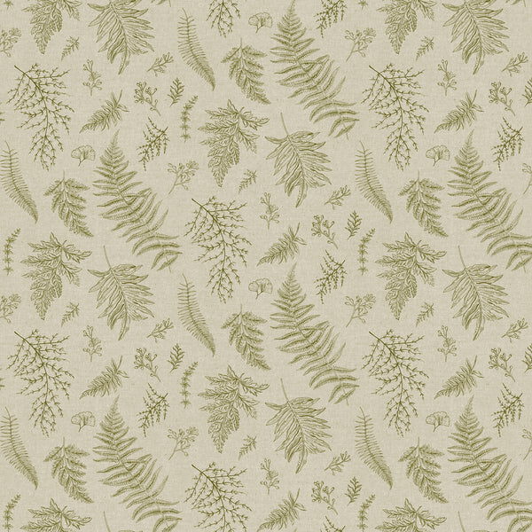 Northcott Natural Elements 27862 12 Taupe/Green Large Tossed Fern By The Yard