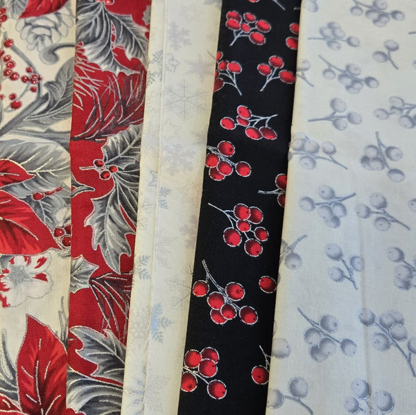 Matt's Mystery Bundles - 2.958 yards - Christmas Blossom Silver #27- Assorted Remnants