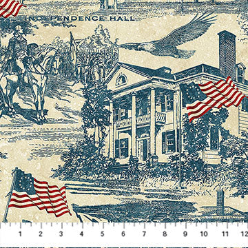 Northcott Stonehenge America 250 28372 49 Navy Beige Toile By The Yard