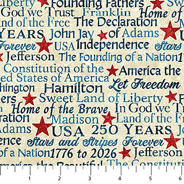 Northcott Stonehenge America 250 28373 12 Beige Multi Words By The Yard