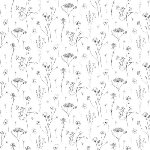 Blank Quilting Royal Jelly 2852 01 White Sketched Floral By The Yard