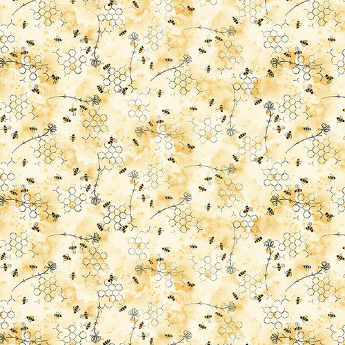 Blank Quilting Royal Jelly 2853 30 Parchment Mini Bees Honeycomb By The Yard