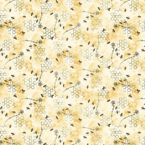 Blank Quilting Royal Jelly 2853 30 Parchment Mini Bees Honeycomb By The Yard