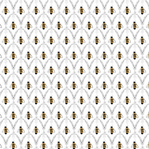 Blank Quilting Royal Jelly 2858 01 White Bees In Scallops By The Yard