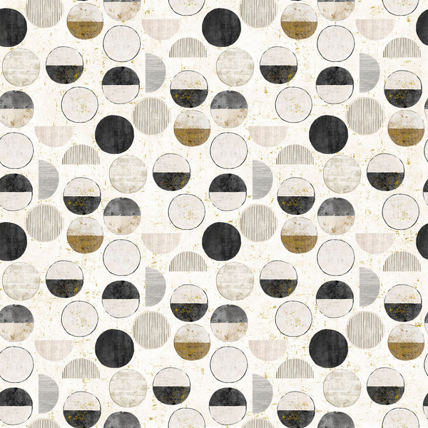 Northcott Metallic Gatsby 29252M 11 Light Taupe Multi Circles By The Yard