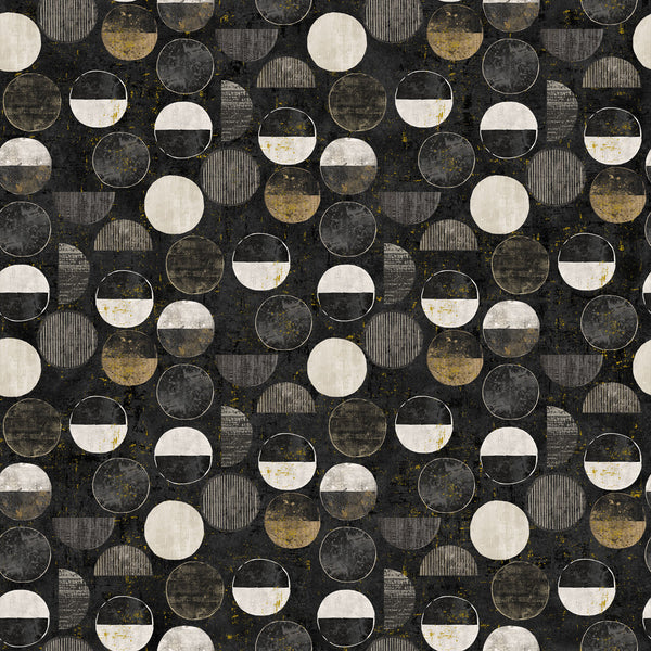 Northcott Metallic Gatsby 29252M 99 Black Multi Circles By The Yard