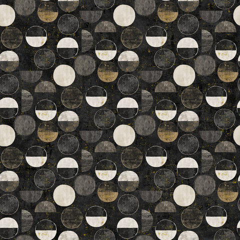 Northcott Metallic Gatsby 29252M 99 Black Multi Circles By The Yard