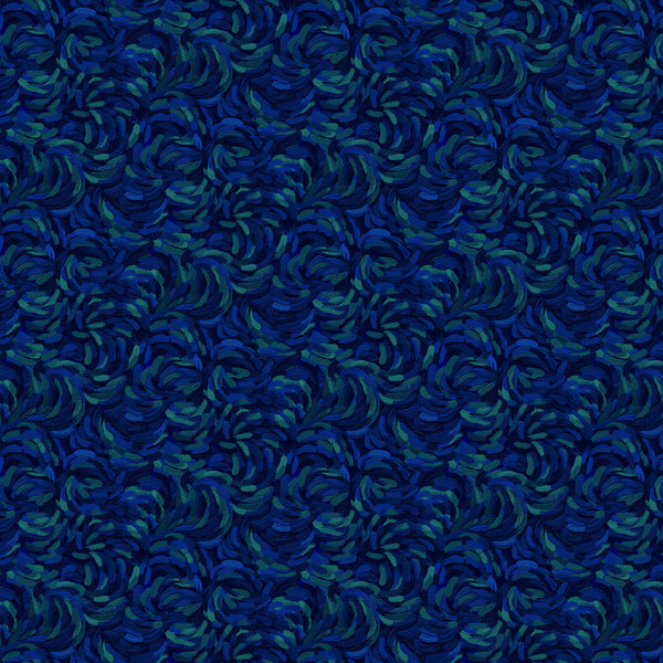 Northcott Starry Night 29264 46 Dark Blue Multi Brushstroke By The Yard