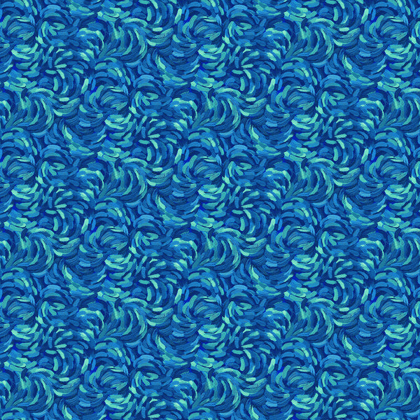 Northcott Starry Night 29264 66 Dark Teal Multi Brushstroke By The Yard