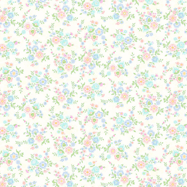 Henry Glass & Co. Dorothy Jean's Flowers 2974 44 Cream Jacobean By The Yard