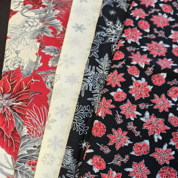 Matt's Mystery Bundles - 2.958 yards - Christmas Blossom Silver #29- Assorted Remnants