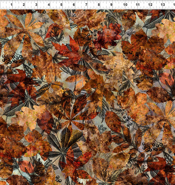 In The Beginning Autumn Elegance 2AE 1 Multi Leaves & Toile By The Yard