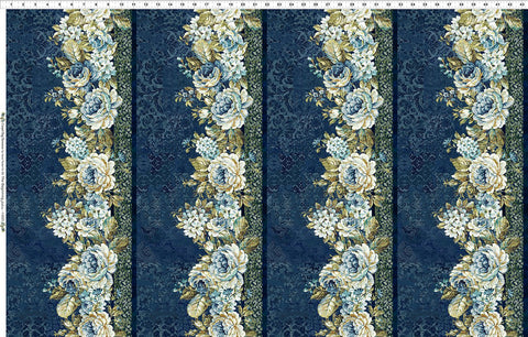 In The Beginning Carpet Bag Romance 2CBR 1  Blue Border By The Yard