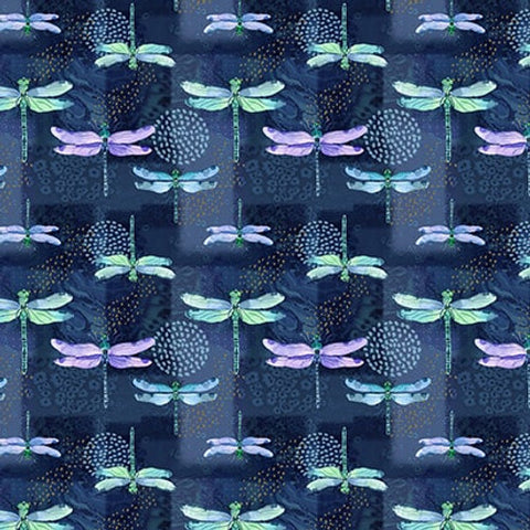 Blank Quilting Gypsy Flutter 3049 77 Dark Blue Dragonflies By The Yard