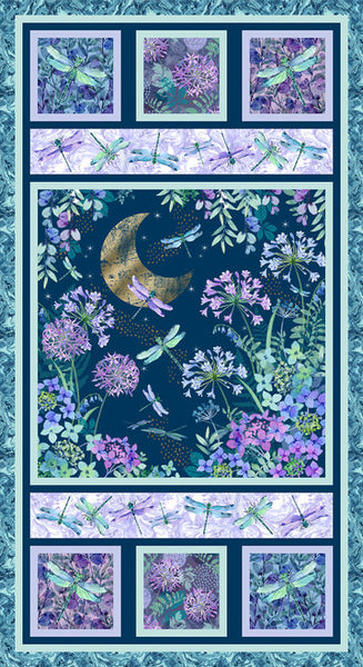 Blank Quilting Gypsy Flutter 3058P Moon & Dragonfly Panel - 24" PANEL By The PANEL (Not Strictly By The Yard)