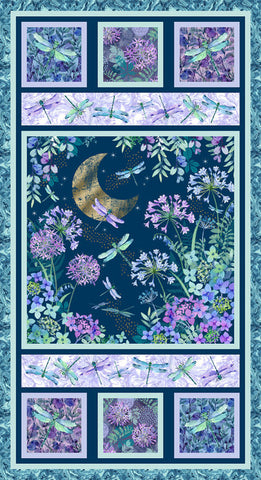 Blank Quilting Gypsy Flutter 3058P Moon & Dragonfly Panel - 24" PANEL By The PANEL (Not Strictly By The Yard)