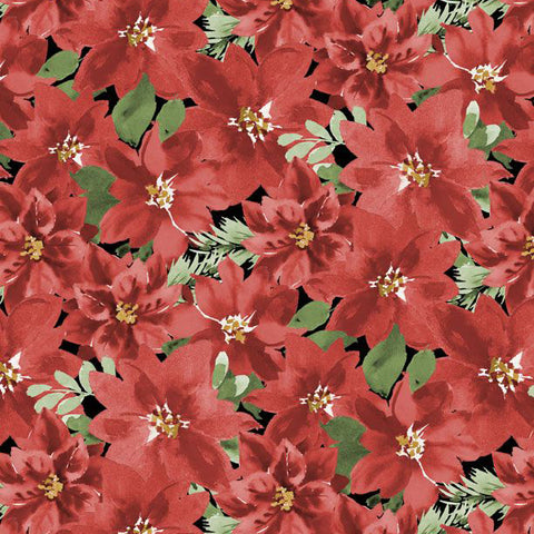 Wilmington Prints Cardinal Celebration 3072 37754 937 Black Packed Poinsettias By The Yard