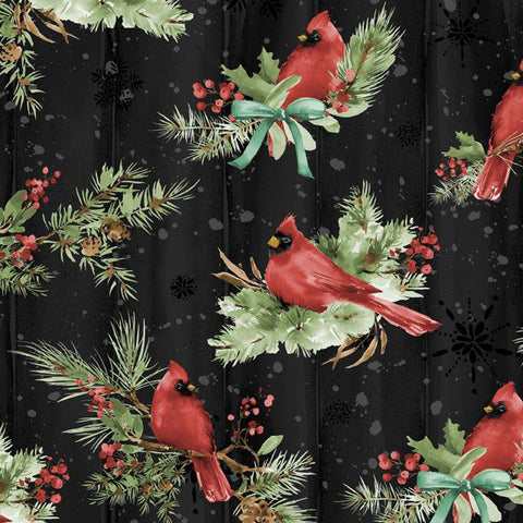 Wilmington Prints Cardinal Celebration 3072 37755 973 Black Cardinals All Over By The Yard