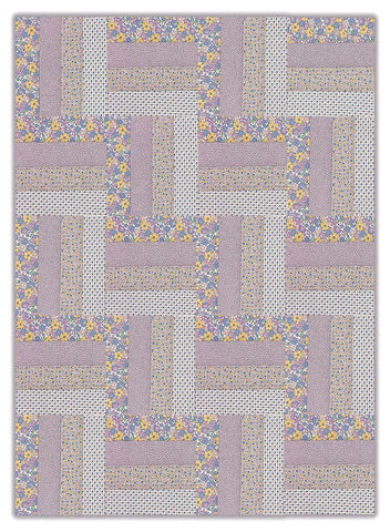 Moda Pre-cut 24 Block Rail Fence Quilt Kit - 30's Playtime 2025- Lilac