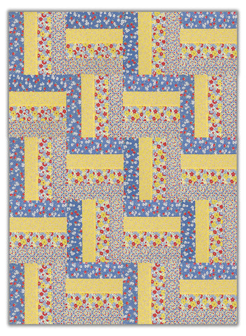 Moda Pre-cut 24 Block Rail Fence Quilt Kit - 30's Playtime 2025- Yellow