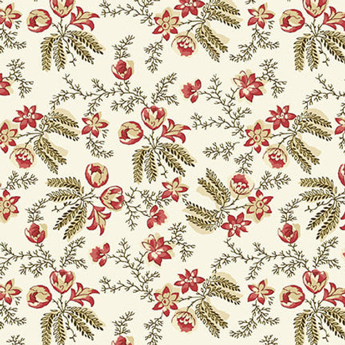 Henry Glass & Co. Bucklebury Chintz 3126 44 Cream Calico Sprays By The Yard