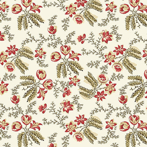 Henry Glass & Co. Bucklebury Chintz 3126 44 Cream Calico Sprays By The Yard