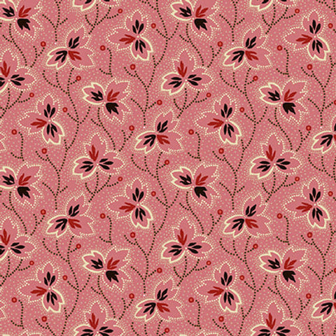 Henry Glass & Co. Bucklebury Chintz 3128 22 Pink Vines Leaves By The Yard