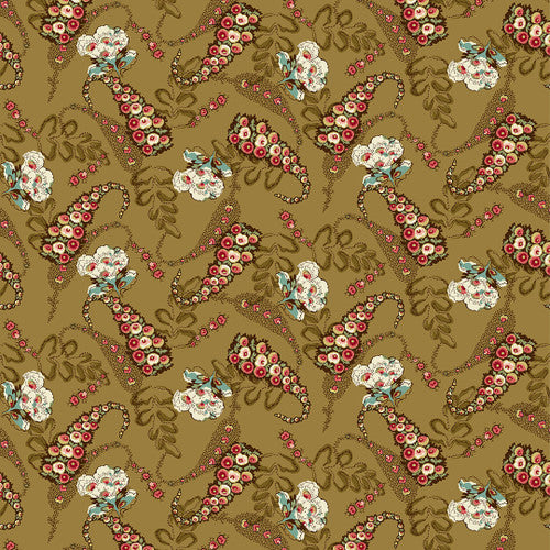 Henry Glass & Co. Bucklebury Chintz 3130 34 Caramel Quirky Paisley By The Yard