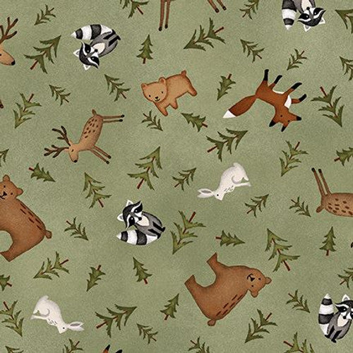 Henry Glass & Co. The Mountains Are Calling 3132 66 Green Animal Toss By The Yard