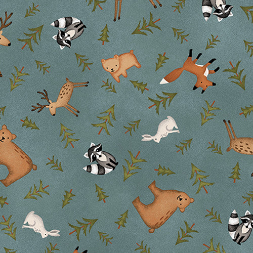 Henry Glass & Co. The Mountains Are Calling 3132 76 Teal Animal Toss By The Yard