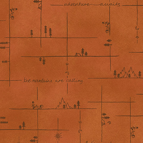 Henry Glass & Co. The Mountains Are Calling 3136 35 Rust Broken Plaid Flannel By The Yard