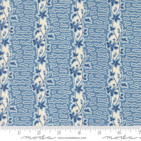 Moda Sally's Stitches 31712 13 Prussian Blue Floral Stripes By The Yard